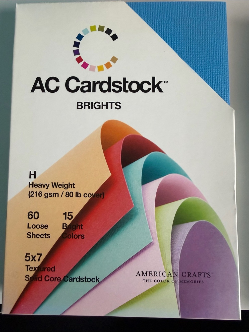 American Crafts Brights Textured Solid Cardstock 216gsm 5" x 7" 60 Sheets